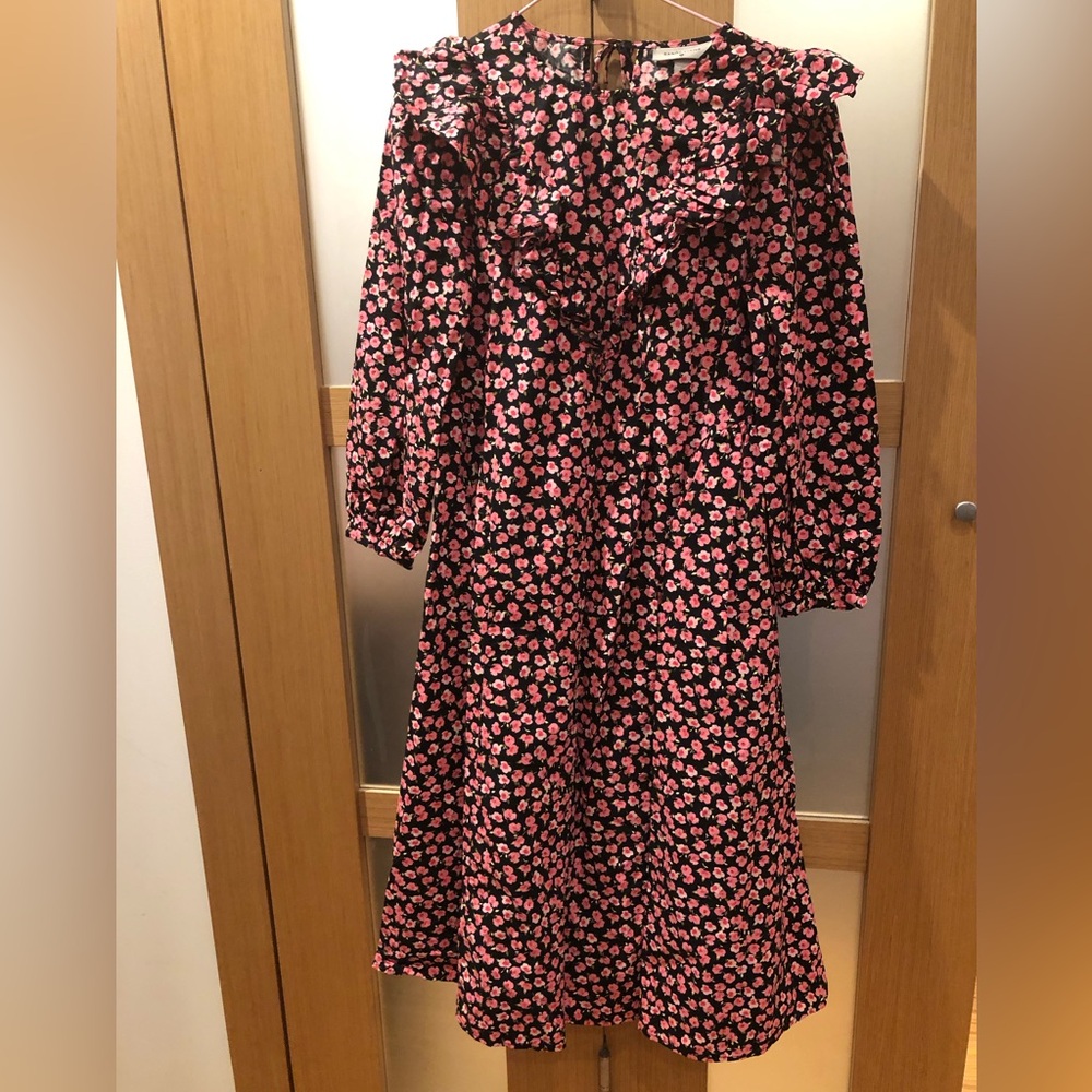 SANDY LIANG for Target Black Pink Floral Long Sleeve Maxi Dress